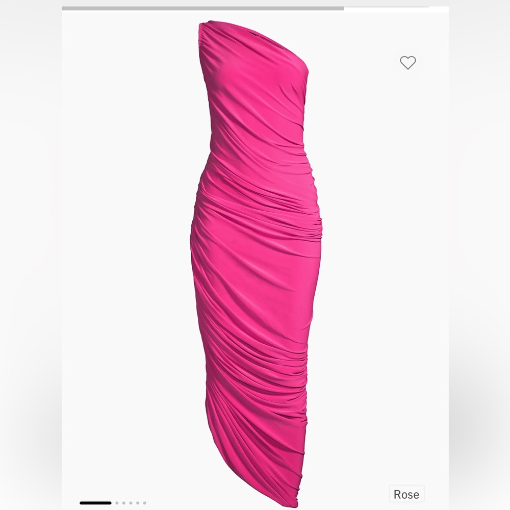 Norma Kamali Diana Ruched One Shoulder Gown in Rose